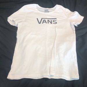 white and black vans tee